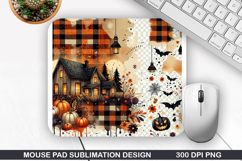House Mouse Pad Sublimation, Halloween Mouse Pad PNG Design Product Image 1