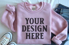 Light Pink Gildan 18000 Folded Flat Lay Mockups Product Image 1