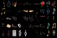 350 MUSIC NOTES TRANSPARENT PNG FILES, PHOTOSHOP OVERLAYS Product Image 2