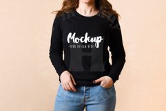3501 Bella Canvas Black Long Sleeve Mockup | Model Mockup Product Image 1