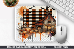 House Mouse Pad Sublimation, Halloween Mouse Pad PNG Design Product Image 1