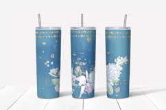 Watercolor Orchids sublimation design. Skinny Tumbler wrap Product Image 3
