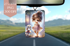 Whimsical Girl and Owl Car Air Freshener Product Image 1