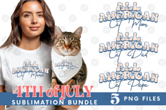 American Cat Mama Papa 4th of July USA Paw DTF PNG Bundle Product Image 1