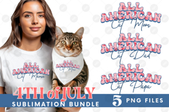 American Cat Mama Papa 4th of July USA Paw DTF PNG Bundle Product Image 1