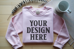 Light Pink Gildan 18000 Folded Flat Lay Mockups Product Image 1