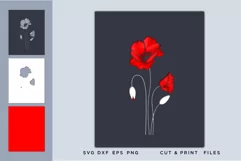 Red Poppies svg, Cut file, Flower svg, Layered SVG, Poppy Product Image 1
