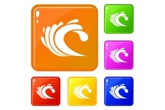 Wave icons set vector color Product Image 1