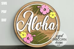 Aloha Tropical Sign SVG | Hawaii Door Hanger SVG Product Image 1