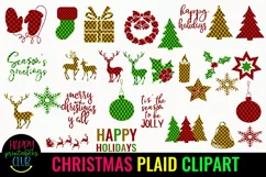 Christmas Plaid Clipart I Christmas Holiday Sublimation PNG Product Image 1