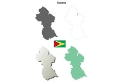 Guyana outline map set Product Image 1