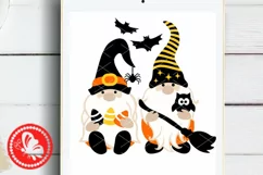 Cute Gnomes svg Halloween shirt png Bat Owl Witch broom Pdf Product Image 2