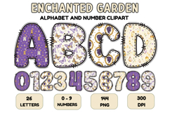 Enchanted Garden Patchwork Alphabet PNG Clipart 300 DPI Product Image 1