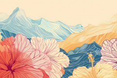 Colorful Line Art Landscape Background Wallpaper Product Image 1
