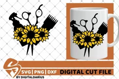 Hair Tools with sunflower svg, Hairstylist svg, Hairdresser Product Image 1