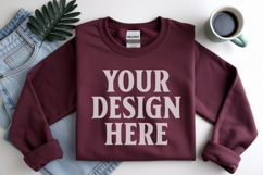 Maroon Gildan 18000 Folded Flat Lay Mockups Product Image 1