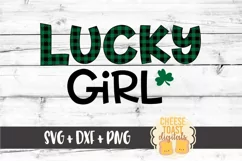One Lucky Girl - Buffalo Plaid - St Patrick's Day SVG Product Image 2