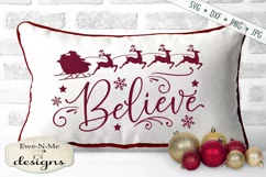 Believe - Santa Reindeer - Santa Sleigh SVG DXF Files Product Image 1