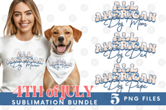 American Dog Mama Papa 4th of July USA Paw DTF PNG Bundle Product Image 1