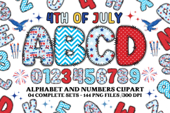 4th July Alphabet png clipart, independence letters doodle Product Image 1