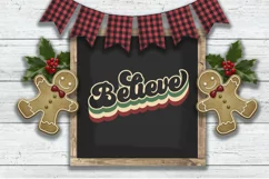 Believe Retro Christmas SVG - PNG, DXF, SVG, EPS, Cut File Product Image 5