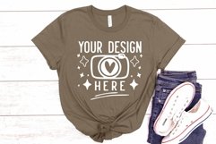 Bella Canvas 3001 Heather Brown Mockup, Unisex Tshirt Mockup Product Image 1