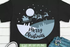 Merry Christmas svg, Santa Sleigh svg, Cricut Cut Files Product Image 1