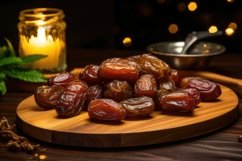 Dates with Wooden Table Background Wallpaper Product Image 1