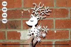 Christmas Reindeer paper cut design SVG / DXF / EPS files Product Image 6