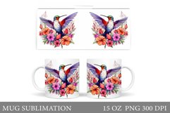 Hummingbird Mug Design. Flowers Mug Sublimation Product Image 1