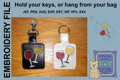 ITH Wine Glasses Vinyl Key Fob or Bag Tag - Snap Tab File Product Image 1