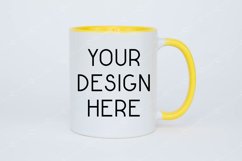 Mug Mockup 11 Oz Blank White Coffee Cup Yellow Handle Product Image 1