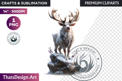 Reindeer Watercolor Winter Animal Clipart Wildlife PNG Product Image 1