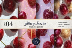 Glitter Coquette Cherry Pattern | Sparkly Glam Texture Paper Product Image 1