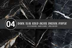 Dark Teal Gold Agate Digital Paper Product Image 1