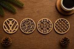 Modern Decorative Coaster Laser Cut Files Bundle Product Image 1