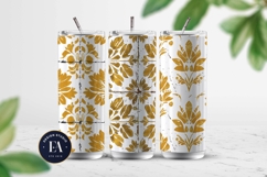 Gold Retro Floral Block Print | Geometric Floral Pattern Product Image 2