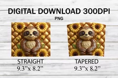 3D Inflated Sloth Tumbler Wrap, 20 oz Puff Cute Sloth Product Image 2