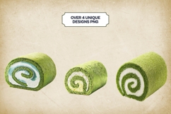 Matcha Swiss Roll Clipart Bundle 4 PNG Product Image 2