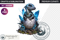 Cute Baby Dragon in a egg Clipart, dragon egg, Fantasy PNG Product Image 1