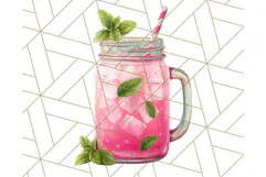 Pink and Mint Summer Clipart PNG Beach Icons, Summer Fun Png Product Image 4