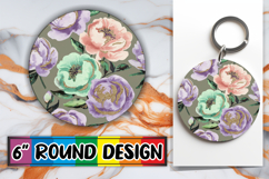 Joyful Circle Coasters Sublimation, Flower Pattern Product Image 1