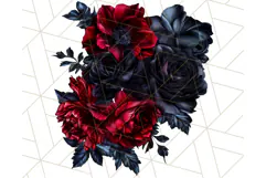 Gothic Floral PNG, Dark Aesthetic Flowers Clipart Print Product Image 4