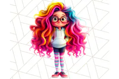 Cute Girl Clipart PNG, Playful Character Illustration Product Image 4