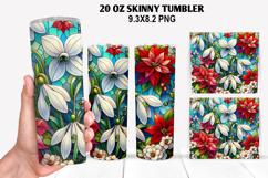 Florals Skinny Tumbler 20oz Wrap Design, Winter Tumbler PNG Product Image 1