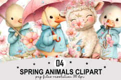 Spring Animals Clipart Watercolor Clipart png Product Image 1