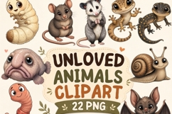 Unloved Animals Clipart Bundle | Cute Critters PNG Product Image 1