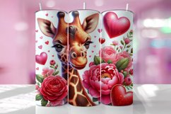 Valentine&#039;s Day Giraffe Tumbler Wrap Sublimation Design Product Image 1