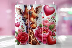 Valentine's Day Giraffe Tumbler Wrap Sublimation Design Product Image 1