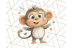 Zoo Monkeys Clipart, Cute Cartoon Jungle Monkeys PNG Product Image 4